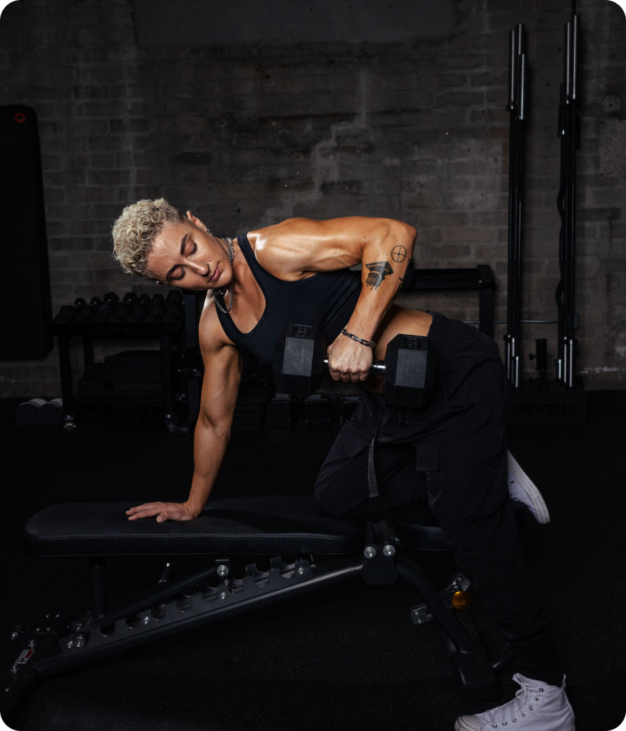 bench single arm bicep curl