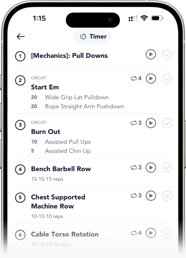 the fighter workout, with sets, reps and circuits in the app