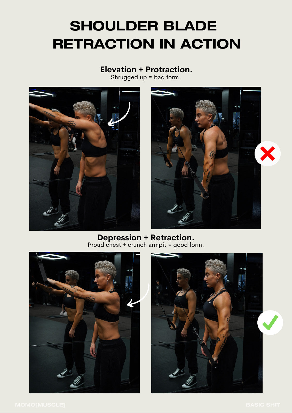perfect form pdf, page 13: shoulder blade retraction explained